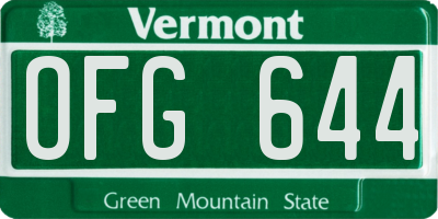 VT license plate OFG644
