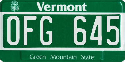 VT license plate OFG645