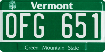 VT license plate OFG651
