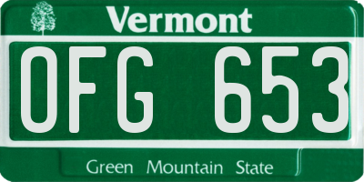 VT license plate OFG653
