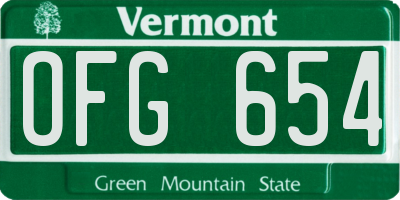 VT license plate OFG654