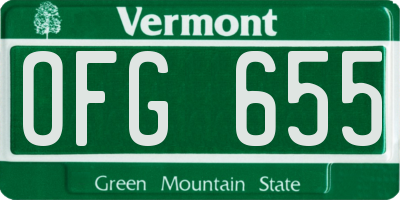 VT license plate OFG655