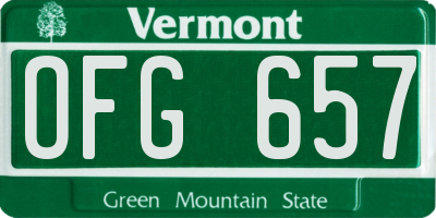 VT license plate OFG657