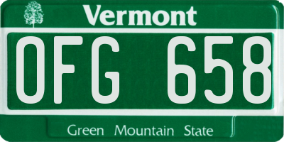 VT license plate OFG658