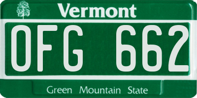 VT license plate OFG662