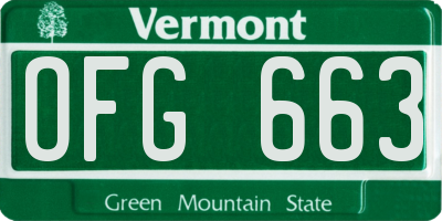 VT license plate OFG663