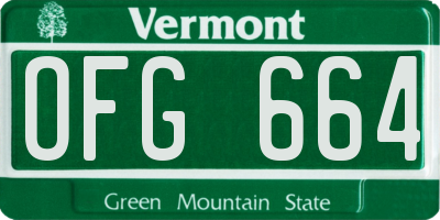 VT license plate OFG664