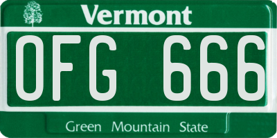 VT license plate OFG666