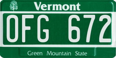 VT license plate OFG672