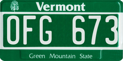 VT license plate OFG673
