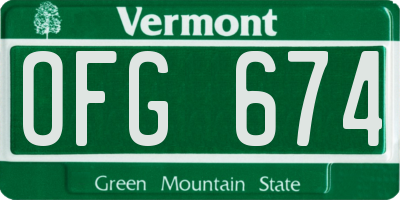 VT license plate OFG674