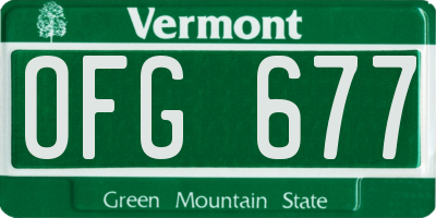 VT license plate OFG677
