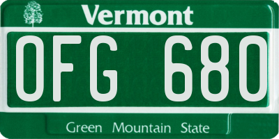 VT license plate OFG680