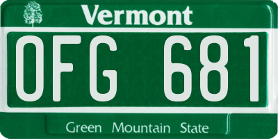 VT license plate OFG681