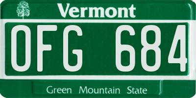 VT license plate OFG684