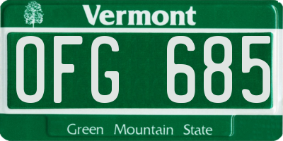 VT license plate OFG685