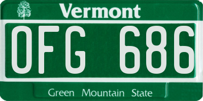 VT license plate OFG686