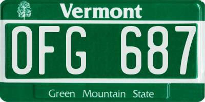 VT license plate OFG687