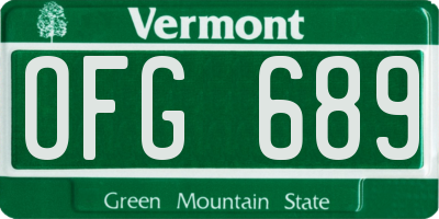 VT license plate OFG689
