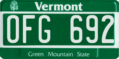 VT license plate OFG692