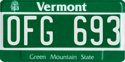 VT license plate OFG693