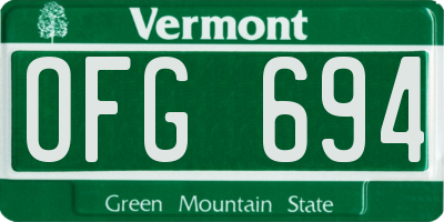 VT license plate OFG694