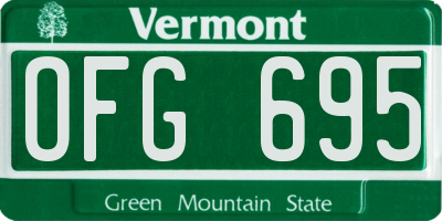 VT license plate OFG695