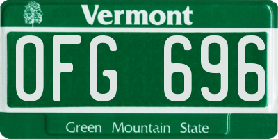 VT license plate OFG696