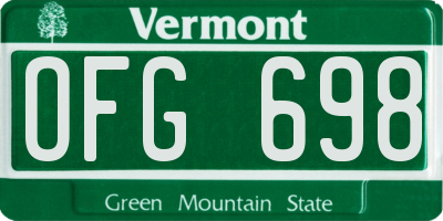 VT license plate OFG698