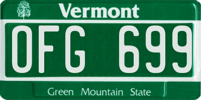VT license plate OFG699