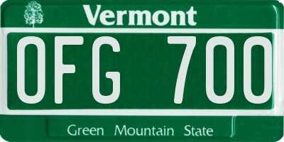 VT license plate OFG700