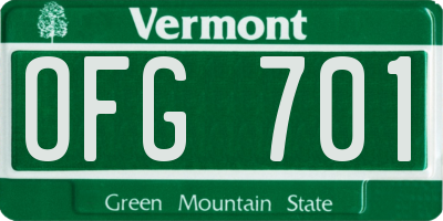 VT license plate OFG701