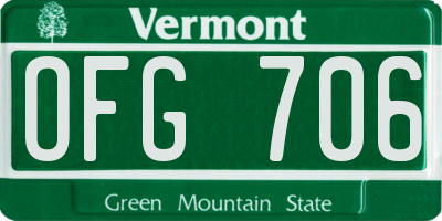VT license plate OFG706