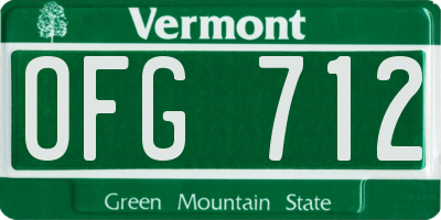 VT license plate OFG712