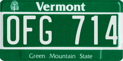 VT license plate OFG714