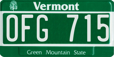 VT license plate OFG715