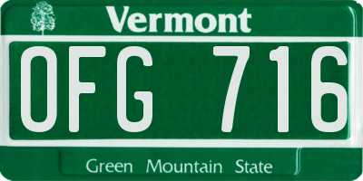 VT license plate OFG716