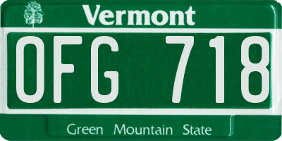 VT license plate OFG718