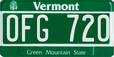 VT license plate OFG720