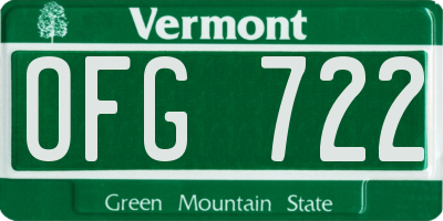 VT license plate OFG722