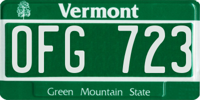 VT license plate OFG723