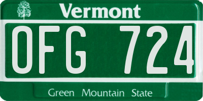 VT license plate OFG724