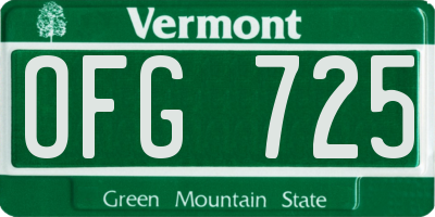VT license plate OFG725