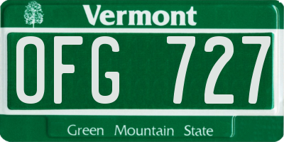 VT license plate OFG727