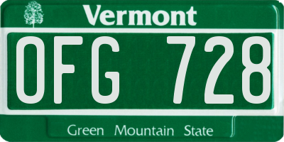 VT license plate OFG728