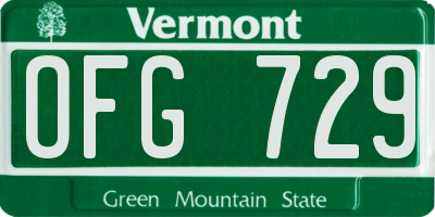 VT license plate OFG729