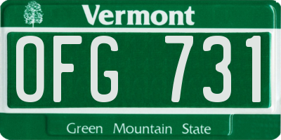 VT license plate OFG731