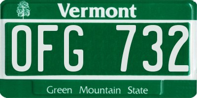 VT license plate OFG732