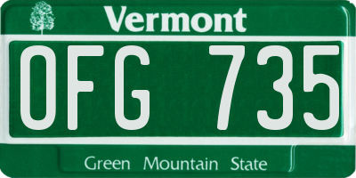 VT license plate OFG735