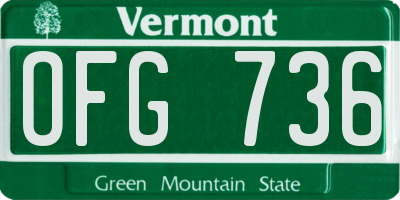 VT license plate OFG736